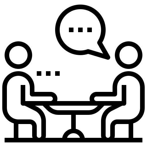 icono de dos personas hablando y asesorando